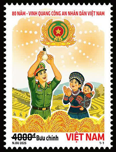 Bộ tem “80 năm – Vinh quang Công an nhân dân Việt Nam” tôn vinh hình ảnh người chiến sĩ vì nhân dân phục vụ